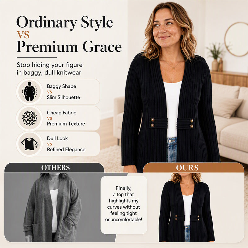 Women Ribbed Knit Open Front Cardigan
